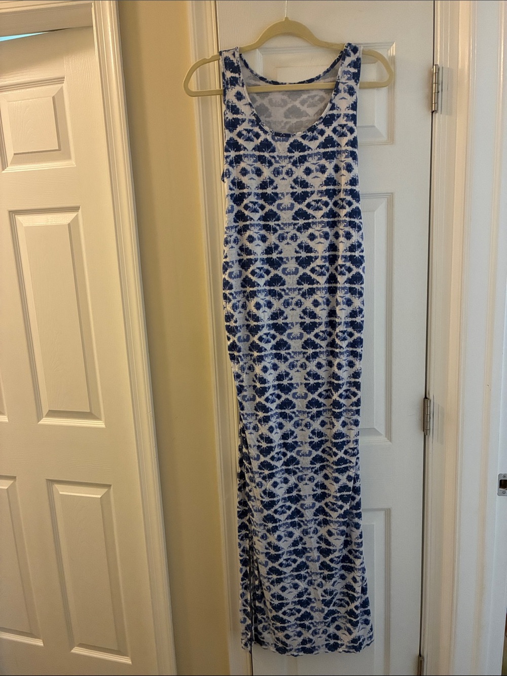 Isabel Maternity Blue and White Patterned Tank Maxi Dress
